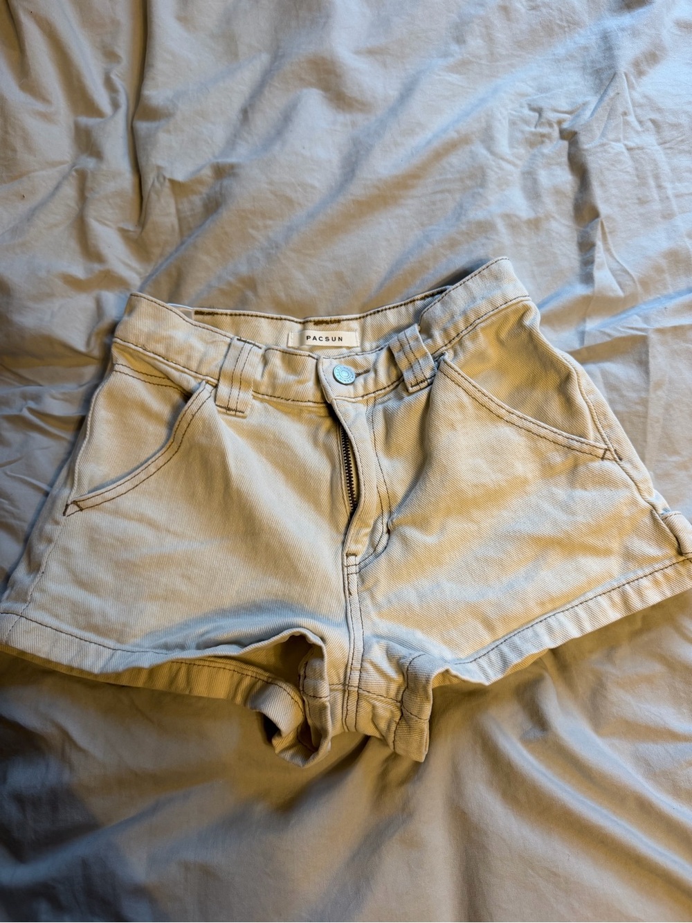 Pacsun Women's Cream Carpenter Shorts